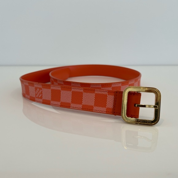 LOUIS VUITTON ORANGE BELT SIZE 90 - Picture 3 of 17